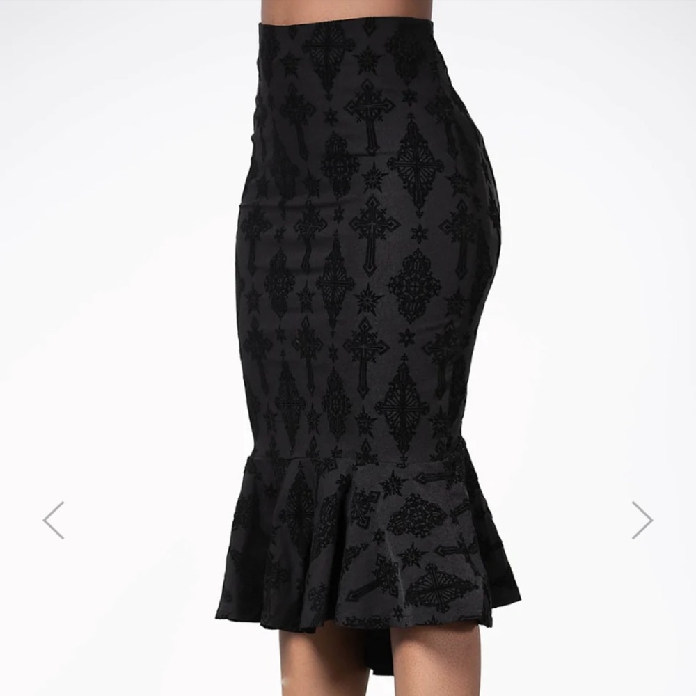 Killstar Cadence Flocked Midi Skirt